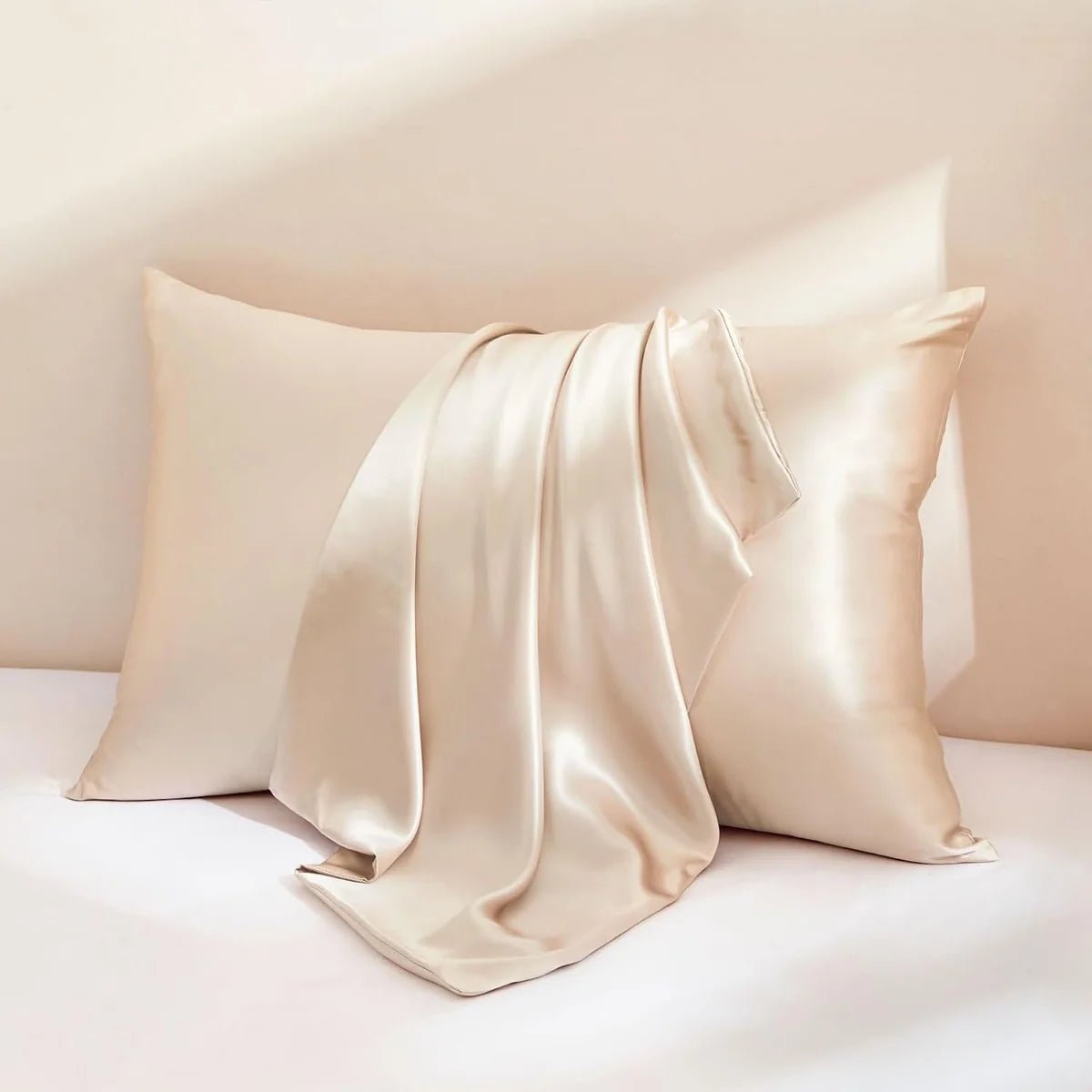 luxury mulberry silk pillowcase champagne product display.jpg luxury mulberry silk pillowcase champagne product display.jpg