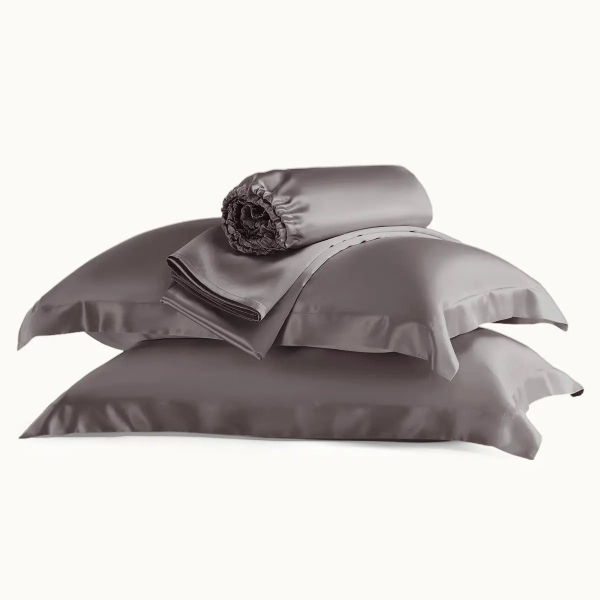 premium silk sheet set with flange pillowcases charcoal product display.jpg premium silk sheet set with flange pillowcases charcoal product display.jpg