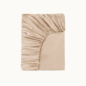 premuim silk fitted sheet champagne product display.jpg
